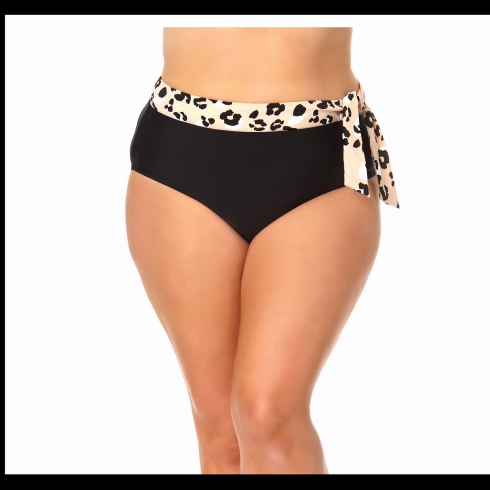 Terra & Sky High Waist Swim Bottom 3xl Wrap Front High Waist Bottom Cheetah NWT